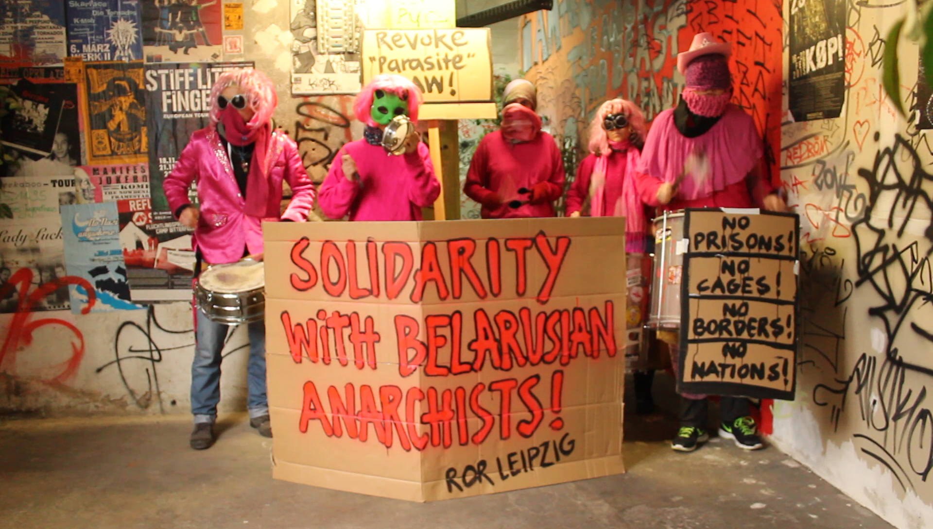 Акция солидарности с анархистами в Лейпциге